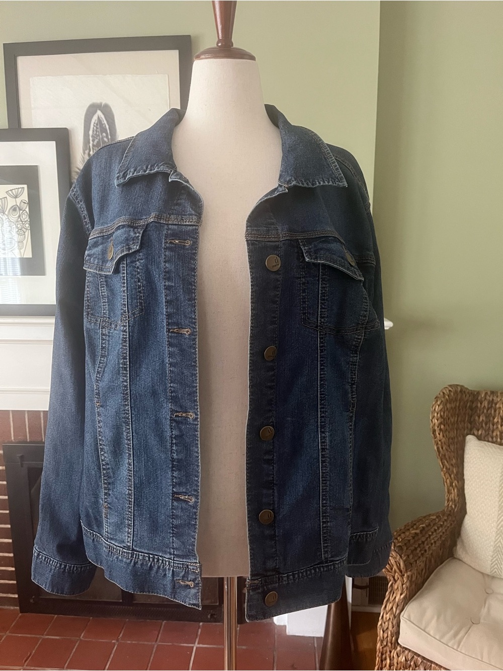 Stretch Denim Jacket Size 2X – Classic Medium Wash